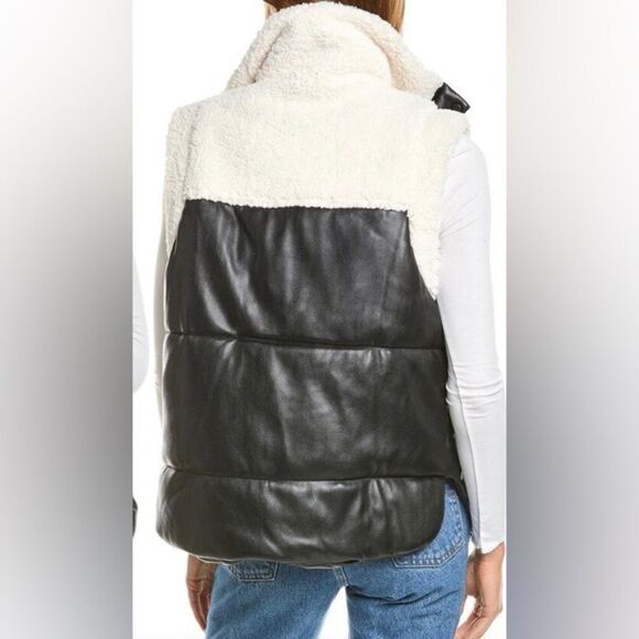Blank NYC x REVOLVE Womens Puffer Vest Jacket Vegan Leather and Sherpa XS NWT - Picture 3 of 8
